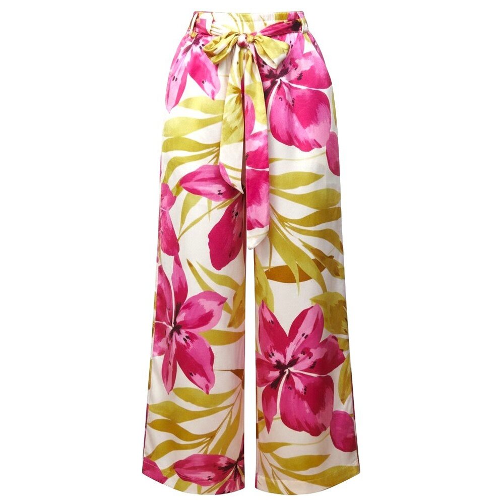 NWT Flowy Floral Pants WIth Tie Belt